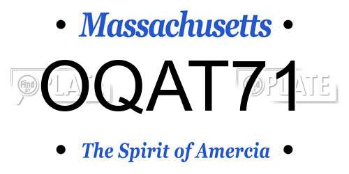 OQAT71 Massachusetts License Plate