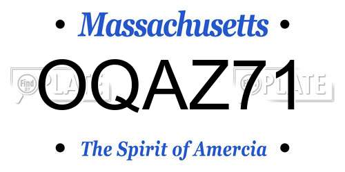 OQAZ71 Massachusetts License Plate