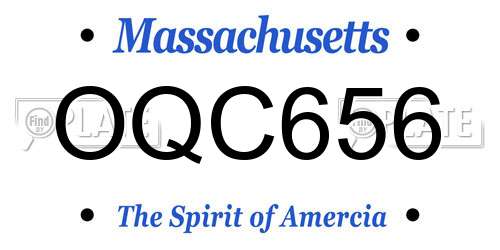 OQC656 Massachusetts License Plate