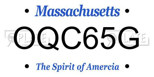 OQC65G Massachusetts License Plate