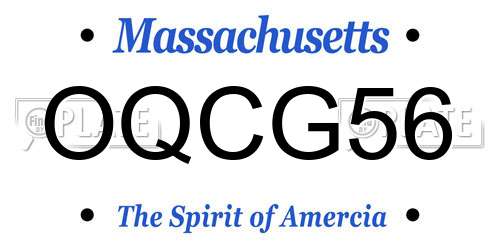 OQCG56 Massachusetts License Plate