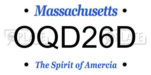OQD26D Massachusetts License Plate