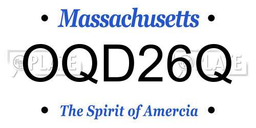 OQD26Q Massachusetts License Plate