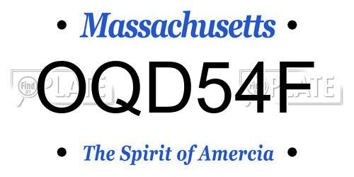 OQD54F Massachusetts License Plate
