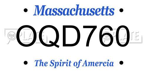 OQD760 Massachusetts License Plate