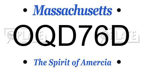 OQD76D Massachusetts License Plate