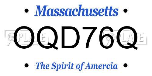 OQD76Q Massachusetts License Plate