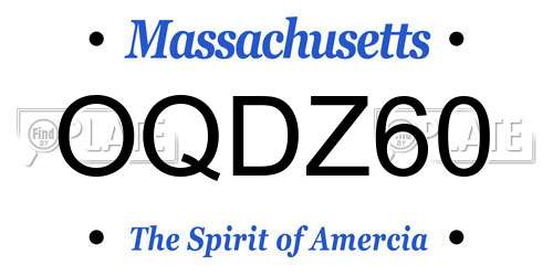 OQDZ60 Massachusetts License Plate