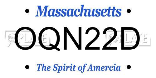 OQN22D Massachusetts License Plate