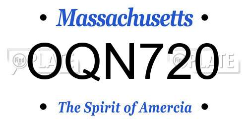 OQN720 Massachusetts License Plate