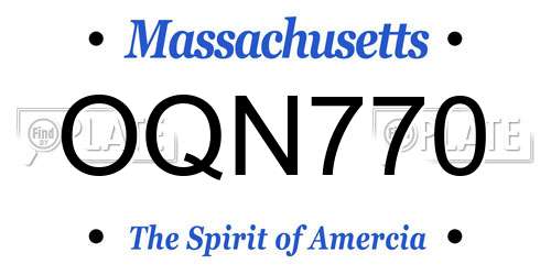 OQN770 Massachusetts License Plate