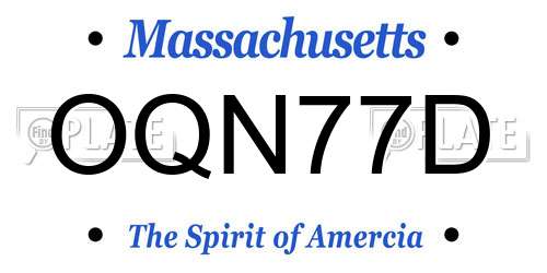 OQN77D Massachusetts License Plate