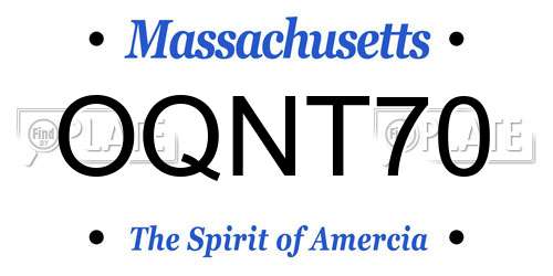 OQNT70 Massachusetts License Plate