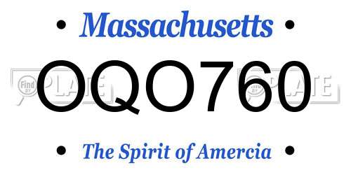 OQO760 Massachusetts License Plate