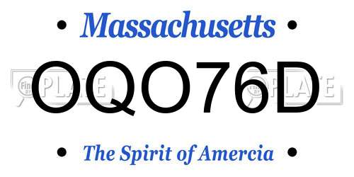 OQO76D Massachusetts License Plate