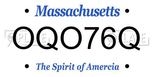 OQO76Q Massachusetts License Plate