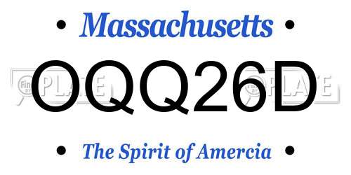 OQQ26D Massachusetts License Plate