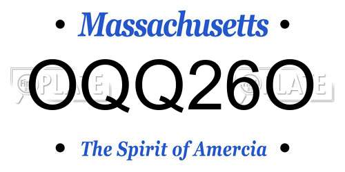 OQQ26O Massachusetts License Plate