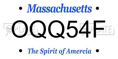 OQQ54F Massachusetts License Plate
