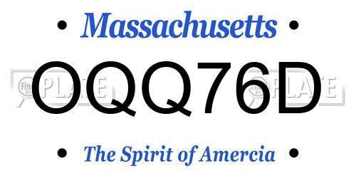 OQQ76D Massachusetts License Plate