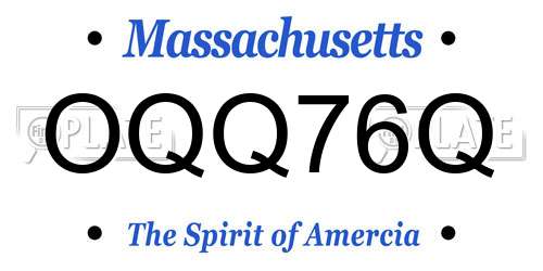 OQQ76Q Massachusetts License Plate