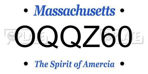 OQQZ60 Massachusetts License Plate
