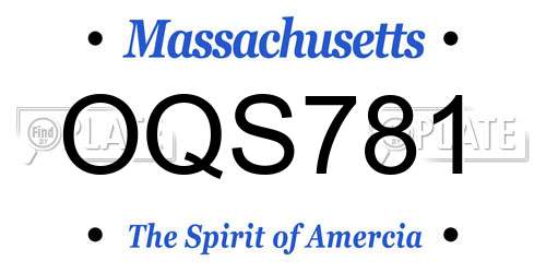 OQS781 Massachusetts License Plate