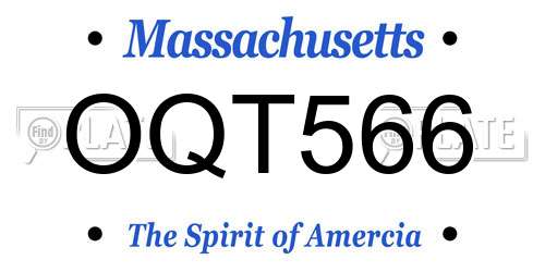 OQT566 Massachusetts License Plate