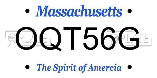 OQT56G Massachusetts License Plate