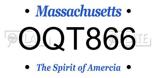 OQT866 Massachusetts License Plate