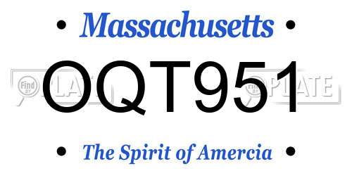 OQT951 Massachusetts License Plate