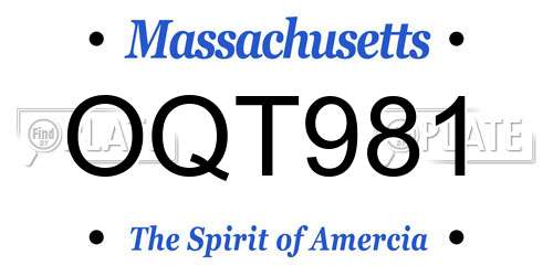 OQT981 Massachusetts License Plate
