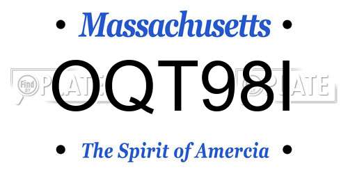 OQT98I Massachusetts License Plate