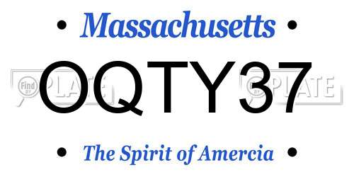 OQTY37 Massachusetts License Plate