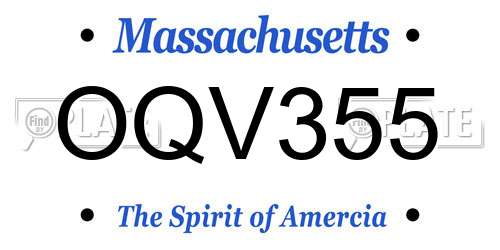 OQV355 Massachusetts License Plate