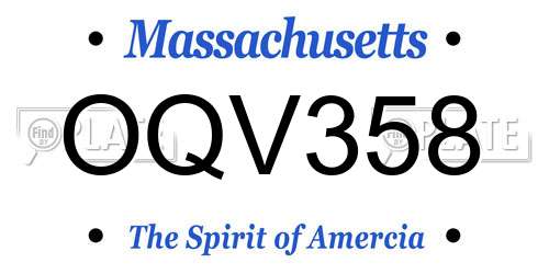 OQV358 Massachusetts License Plate