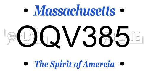 OQV385 Massachusetts License Plate