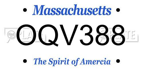 OQV388 Massachusetts License Plate