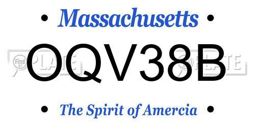 OQV38B Massachusetts License Plate
