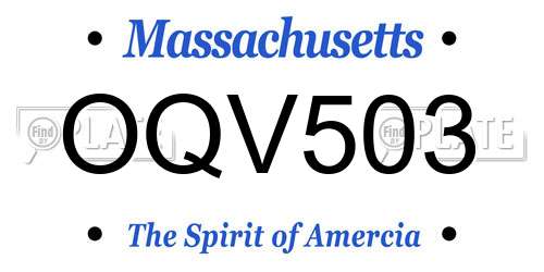OQV503 Massachusetts License Plate