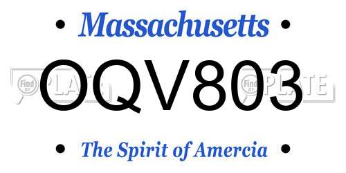 OQV803 Massachusetts License Plate