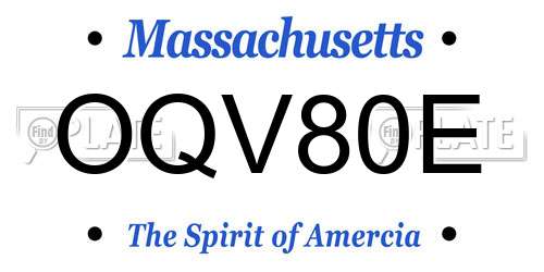 OQV80E Massachusetts License Plate