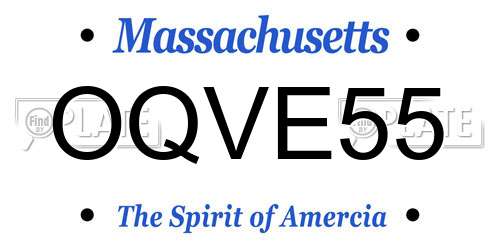 OQVE55 Massachusetts License Plate
