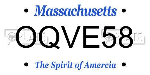 OQVE58 Massachusetts License Plate