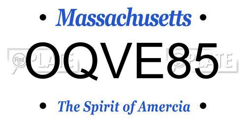 OQVE85 Massachusetts License Plate