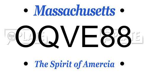 OQVE88 Massachusetts License Plate