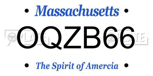OQZB66 Massachusetts License Plate