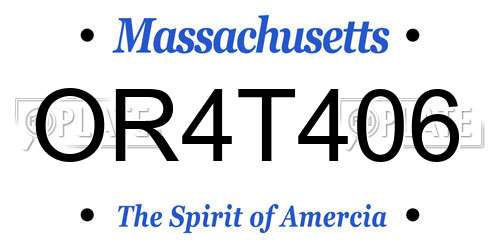 OR4T406 Massachusetts License Plate