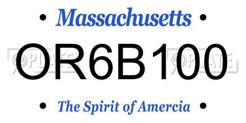 OR6B100 Massachusetts License Plate