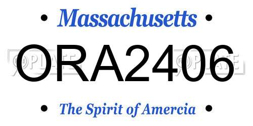 ORA2406 Massachusetts License Plate